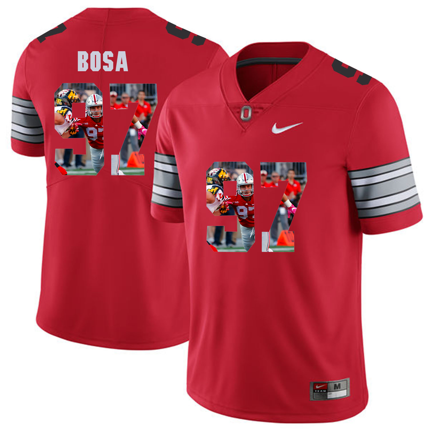 Men Ohio State #97 Bosa Red Fashion Edition Customized NCAA Jerseys